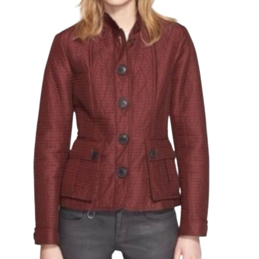Burberry Brit Tiggsmore Medium Quilted Jacket Women’s Classic Coat Deep Burgundy - Picture 2 of 10